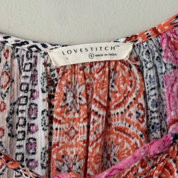 SOLD LOVESTITCH Hippie At Heart Volume Sleeve Blouse Size Small Pink Boho Top - Picture 6 of 10